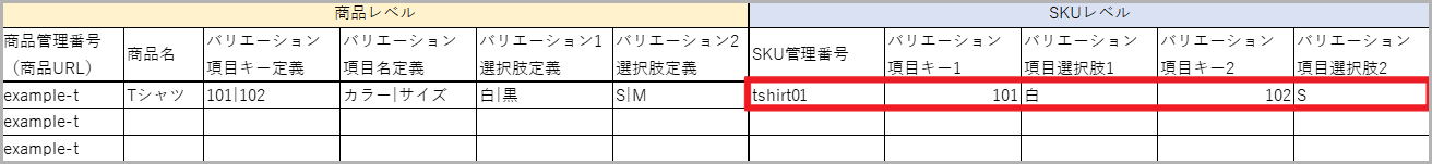 レベル行を書き間違えた例