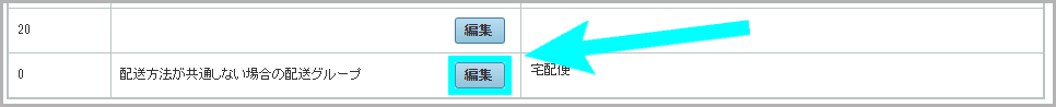 共通する配送方法がない場合の配送グループの設定画面